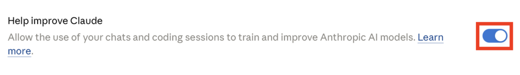 "Help improve Claude" setting