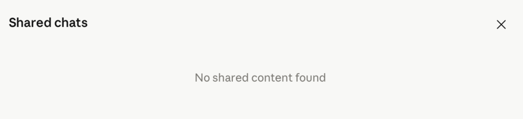 Claude "No shared content found"