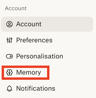 Perplexity 'Memory' setting
