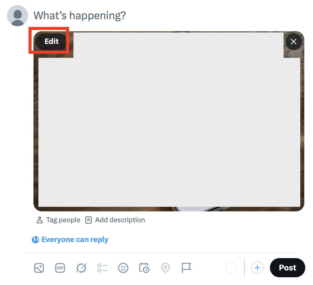 X post "Edit" button 