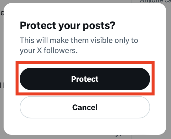 "Protect" button to protect your X posts 