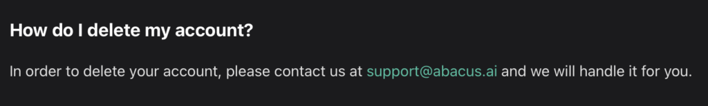 Information on how to delete your Abacus AI account 