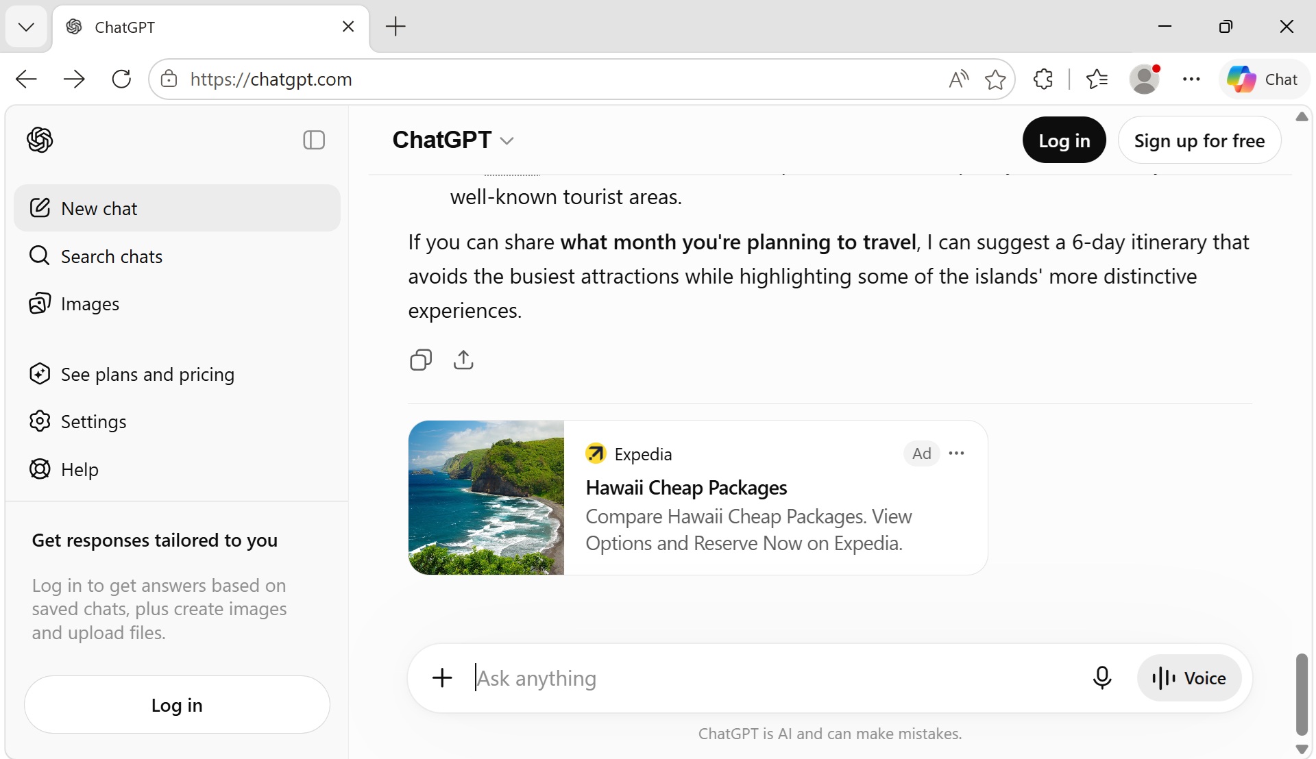 Example of an ad in ChatGPT
