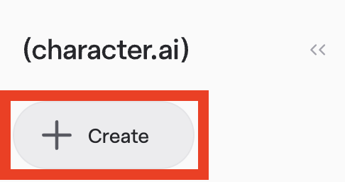 Character AI "+Create" button