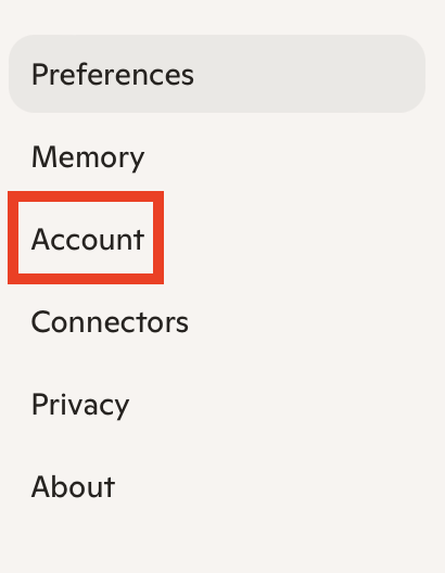 Copilot "Account" link