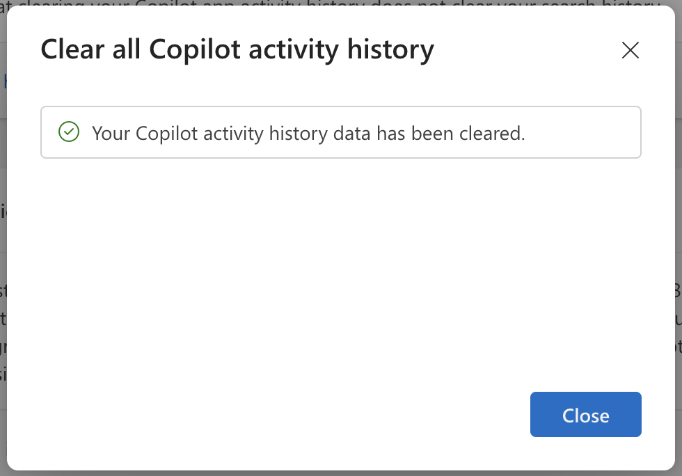 Copilot activity cleared