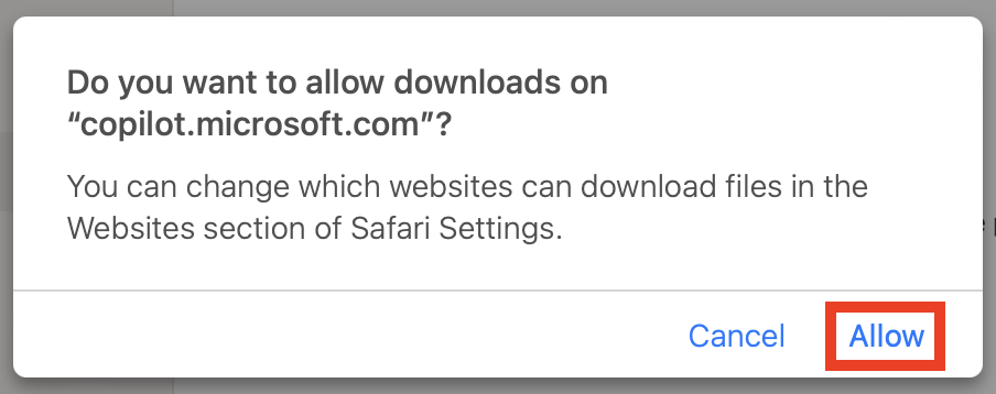 "Allow" Copilot history export