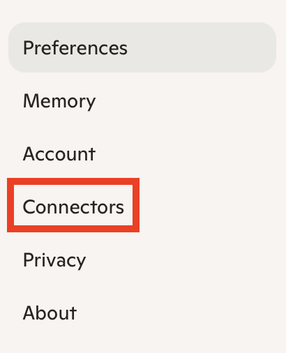Copilot "Connectors" link