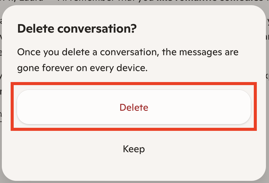 Copilot "Delete" button