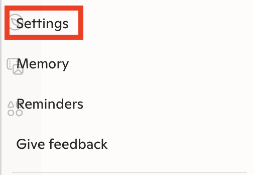 Copilot "Settings" link