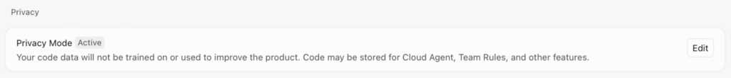Cursor AI "Privacy Mode" on