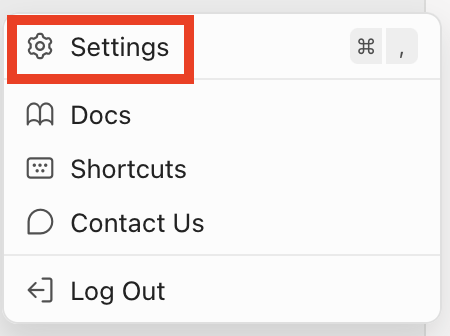 Cursor "Settings"