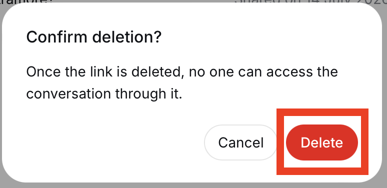 DeepSeek 'Confirm deletion' pop-up 
