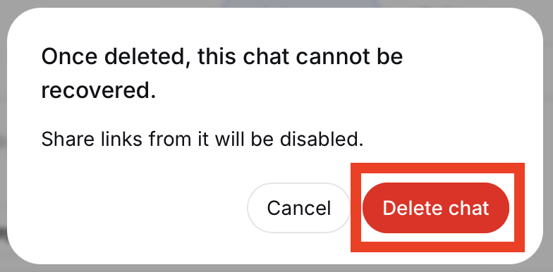 DeepSeek 'Once deleted, this chat cannot be recovered' pop-up 