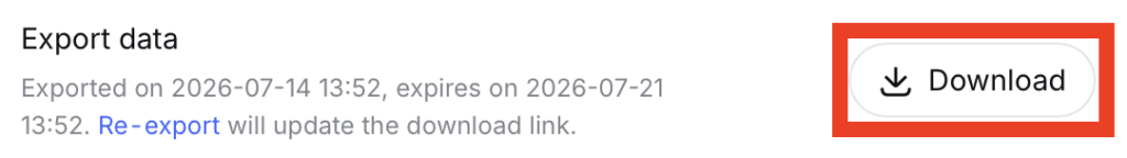 DeepSeek "Download" data button 