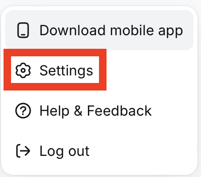 DeepSeek "Settings" link 