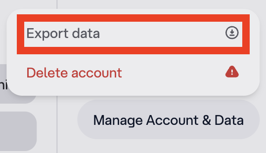 Character AI "Export data" 