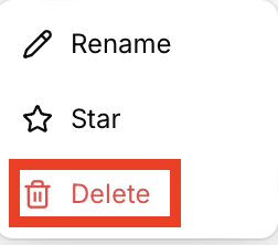 Julius AI "Delete" link