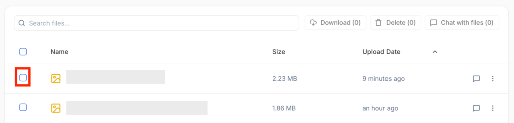Julius AI checkbox next to the content you want to download