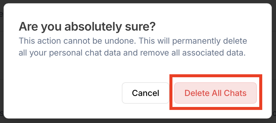 Julius AI "Are you absolutely sure?" pop-up for deleting your account