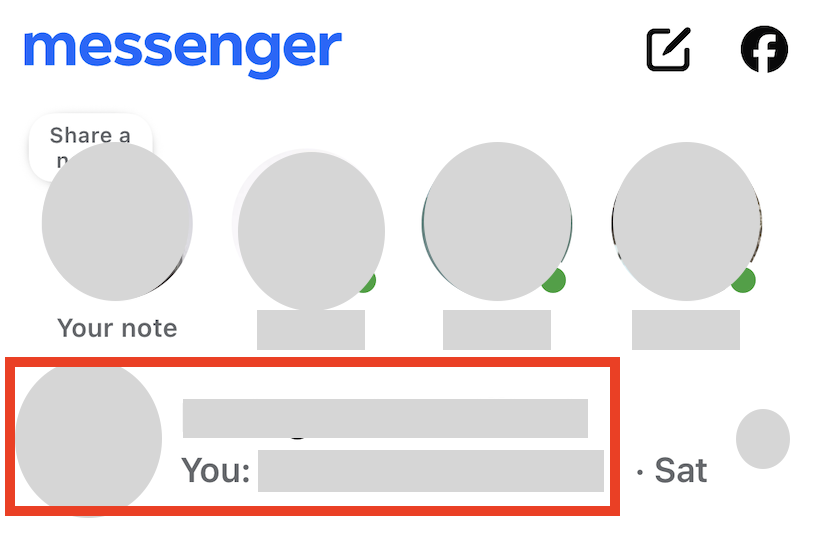 Facebook Messenger individual chat selection 