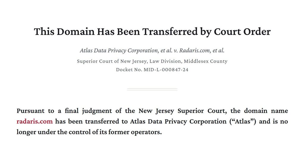 Radaris domain transfer announcement