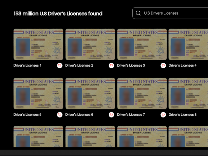 Multiple driver's licenses available for sale, depicting the recent IDScan breach investigation.